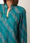 d.e.c.k By Decollage Floral Print Blouse, Teal Multi
