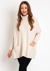 D.E.C.K By Decollage Button Detail One Size Knitted Sweater, Beige