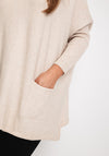 D.E.C.K By Decollage Button Detail One Size Knitted Sweater, Beige