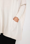D.E.C.K By Decollage Button Detail One Size Knitted Sweater, Cream
