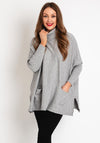 D.E.C.K By Decollage One Size Button Detail Knitted Sweater, Grey