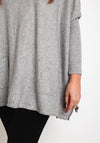 D.E.C.K By Decollage One Size Button Detail Knitted Sweater, Grey