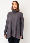 d.e.c.k By Decollage One Size Button Detail Knitted Sweater, Slate Grey