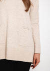D.E.C.K By Decollage One Size Pocket Detail Knit Sweater, Beige