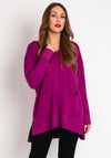D.E.C.K By Decollage One Size Pocket Detail Knit Sweater, Magenta