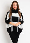 D.E.C.K By Decollage One Size Colour Block Roll Knit Sweater, Black