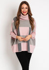 D.E.C.K By Decollage One Size Colour Block Knit Sweater, Pink