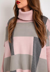 D.E.C.K By Decollage One Size Colour Block Knit Sweater, Pink