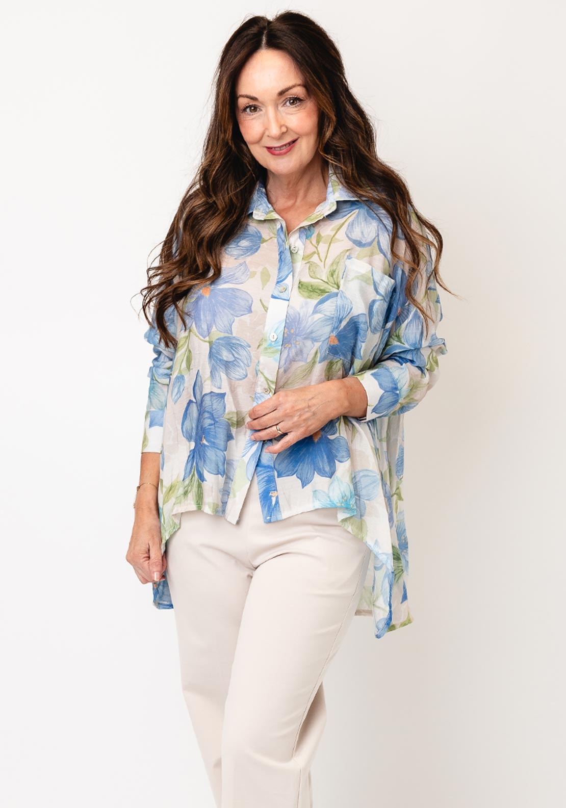 d.e.c.k by Decollage One Size Floral Shirt, Blue