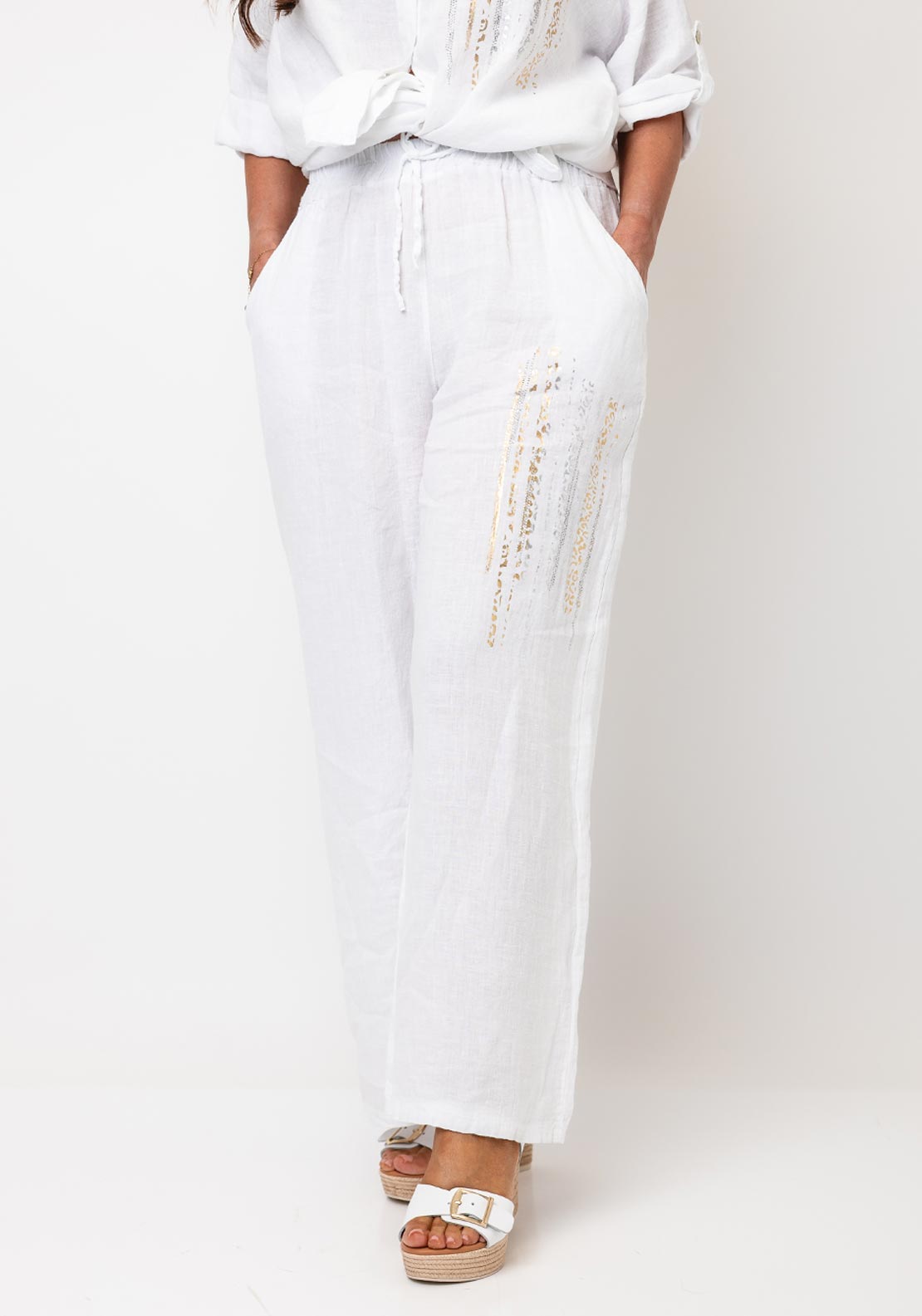 d.e.c.k by Decollage One Sized Linen Trousers, White