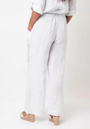 d.e.c.k by Decollage One Sized Linen Trousers, White