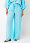 D.e.c.k by Decollage One Size Linen Trousers, Turquoise Blue