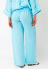D.e.c.k by Decollage One Size Linen Trousers, Turquoise Blue