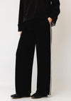 d.e.c.k By Decollage Wide Leg with Stripe Trousers, Black