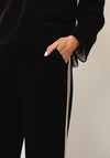 d.e.c.k By Decollage Wide Leg with Stripe Trousers, Black