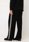 d.e.c.k By Decollage Wide Leg with Stripe Trousers, Black