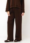 d.e.c.k By Decollage Casual with Stripe Wide Leg Trousers, Chocolate Brown