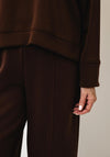 d.e.c.k By Decollage Casual with Stripe Wide Leg Trousers, Chocolate Brown