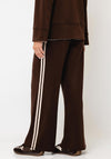 d.e.c.k By Decollage Casual with Stripe Wide Leg Trousers, Chocolate Brown