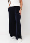 d.e.c.k By Decollage Casual With Stripe Wide Leg Trousers, Navy