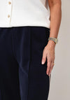 d.e.c.k By Decollage Casual With Stripe Wide Leg Trousers, Navy