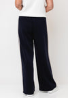 d.e.c.k By Decollage Casual With Stripe Wide Leg Trousers, Navy
