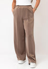 d.e.c.k By Decollage Casual With Stripe Wide Leg Trousers, Taupe