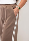 d.e.c.k By Decollage Casual With Stripe Wide Leg Trousers, Taupe