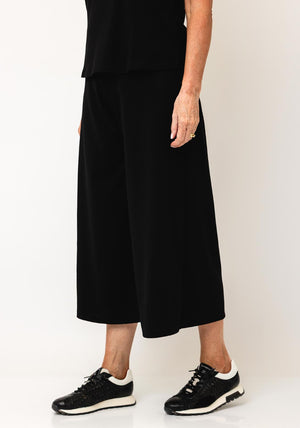 d.e.c.k By Decollage Elasticated Cropped Flared Trousers, Black