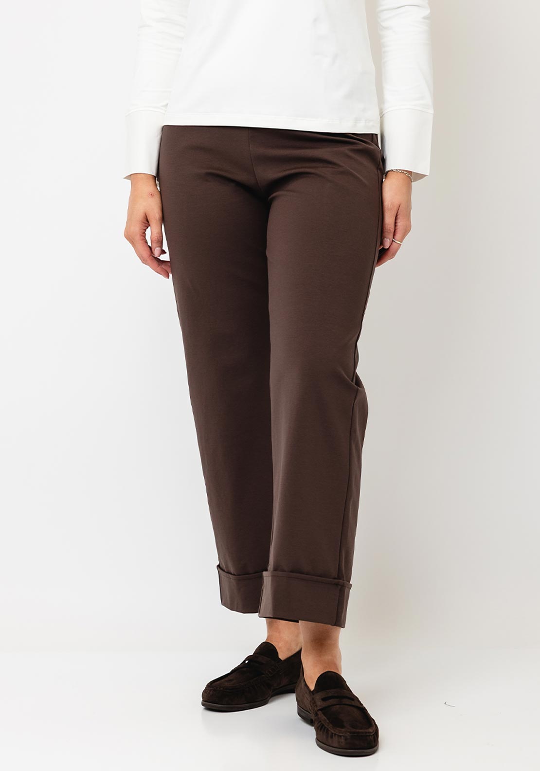 d.e.c.k By Decollage Wide Leg High Waisted Trousers, Chocolate Brown