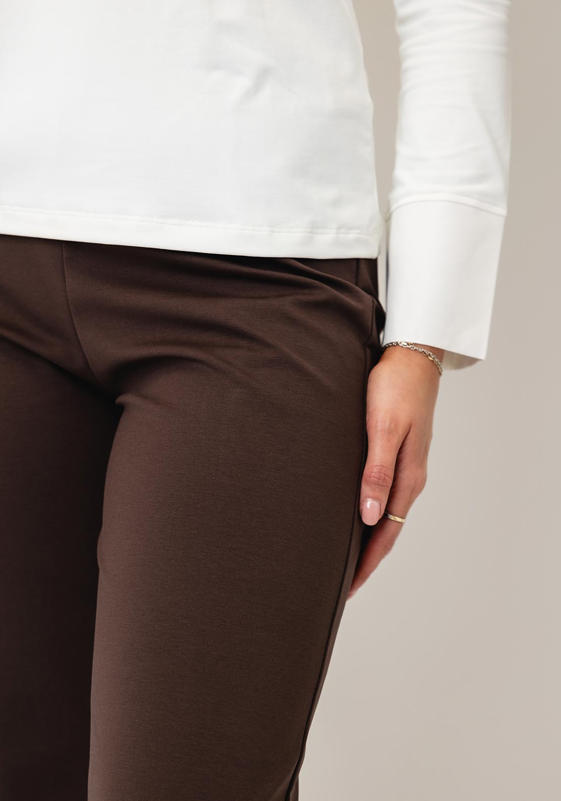 d.e.c.k By Decollage Wide Leg High Waisted Trousers, Chocolate Brown