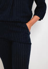 D.E.C.K By Decollage Pinstripe Straight Leg Linen Trouser, Navy