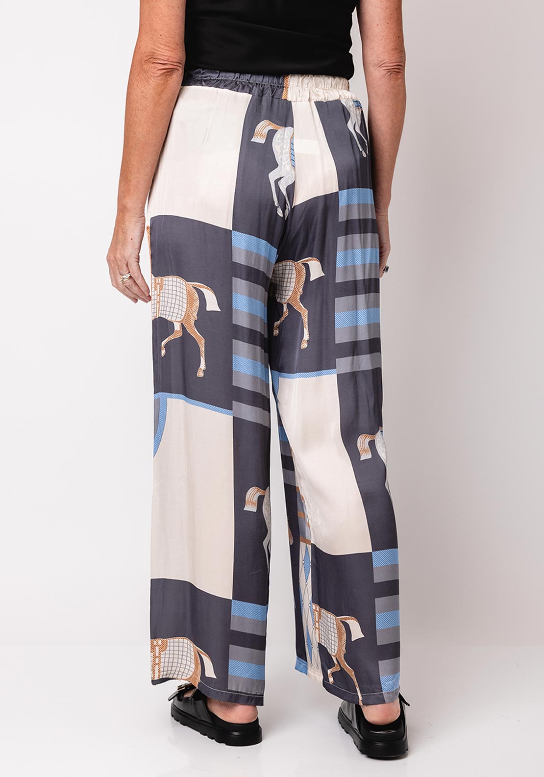 d.e.c.k by Decollage One Size Abstract Equestrian Print Trousers, Grey