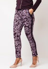 d.e.c.k by Decollage Elasticated Straight Leg Floral Joggers, Purple