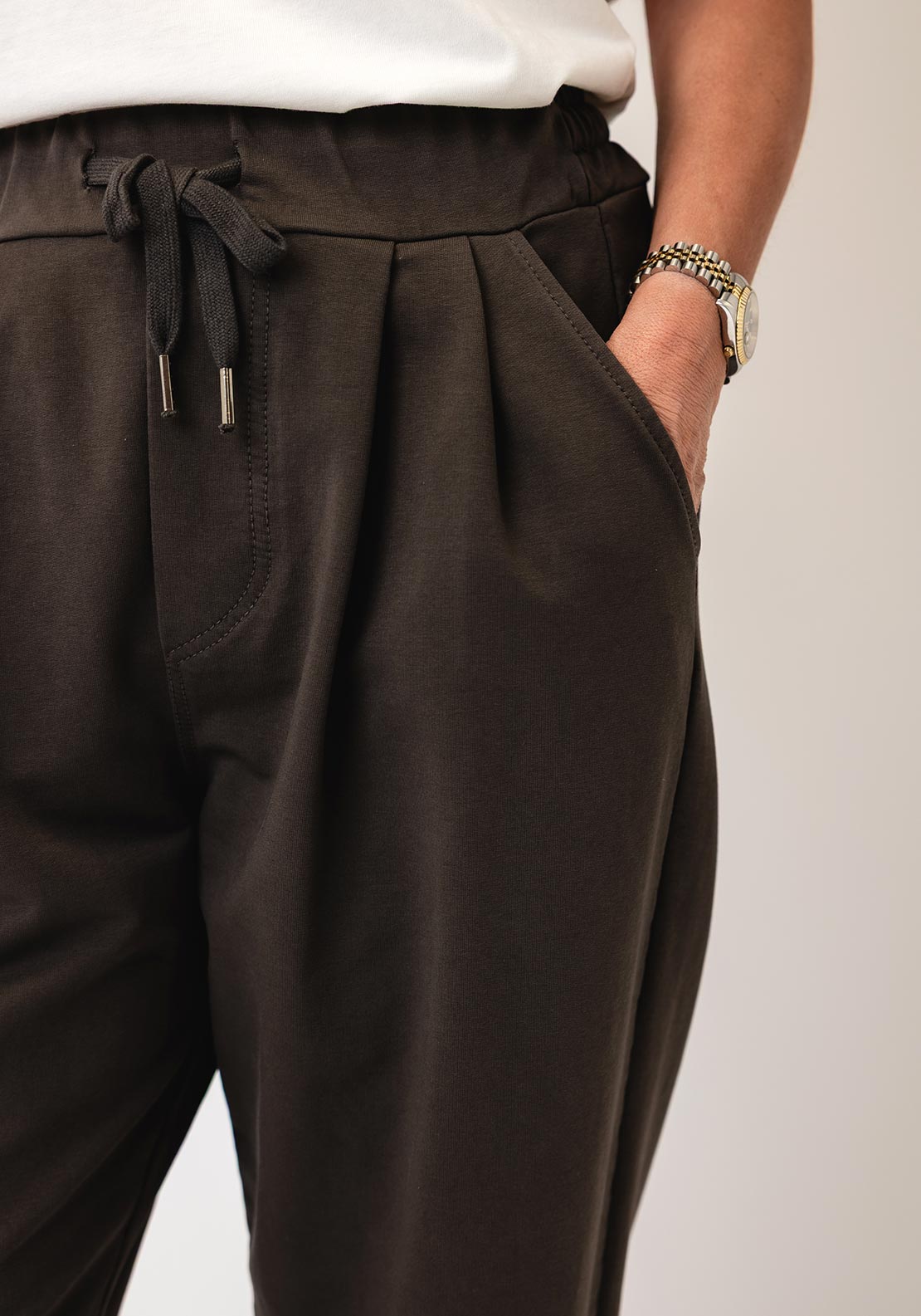 d.e.c.k By Decollage Wide Leg Joggers, Chocolate Brown