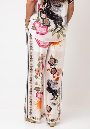 D.e.c.k by Decollage One Size Printed Trousers, Cream