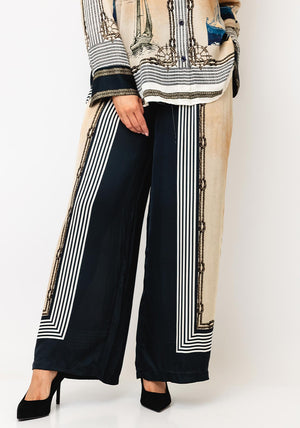 d.e.c.k By Decollage One Size Ship Print Trousers, Beige Multi