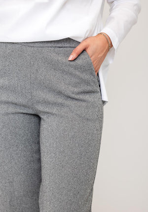 d.e.c.k by Decollage Wide Leg Herringbone Elasticated Trousers, Grey