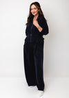 d.e.c.k By Decollage Co-Ord Zip Up Cardigan With Wide Leg Trousers, Navy
