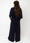 d.e.c.k By Decollage Co-Ord Zip Up Cardigan With Wide Leg Trousers, Navy