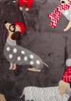 Kaemingk Christmas Sausage Dog Fleece Throw, Grey