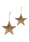 Kaemingk Metal Set of 2 Hanging Star Decorations, Gold