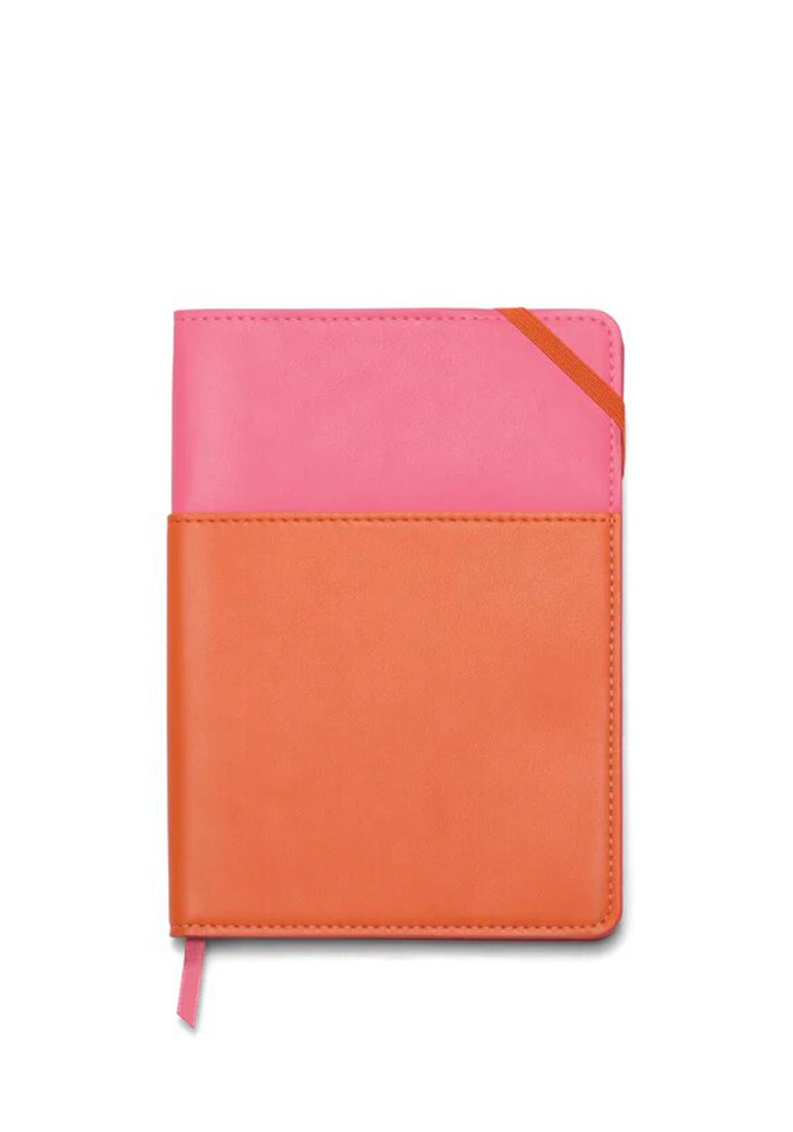 Designworks Ink Vegan Leather Pocket Journal, Pink and Orange
