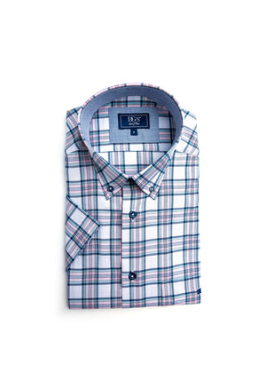 Daniel Grahame Ivano Check Short Sleeve Shirt, Pink Multi