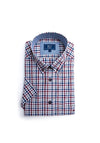 Daniel Grahame Ivano Check Short Sleeve Shirt, Burgundy Multi