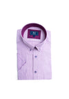 Daniel Grahame Ivano Stripe Short Sleeve Shirt, Purple