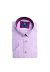 Daniel Grahame Ivano Stripe Short Sleeve Shirt, Purple