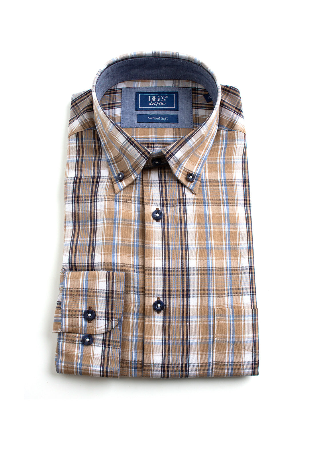 Daniel Grahame Ivano Plaid Shirt, Tan & Blue