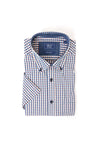 Daniel Grahame Short Sleeve Gingham Shirt, Navy & Orange