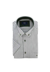 Daniel Grahame Short Sleeve Stripe Shirt, Green & White